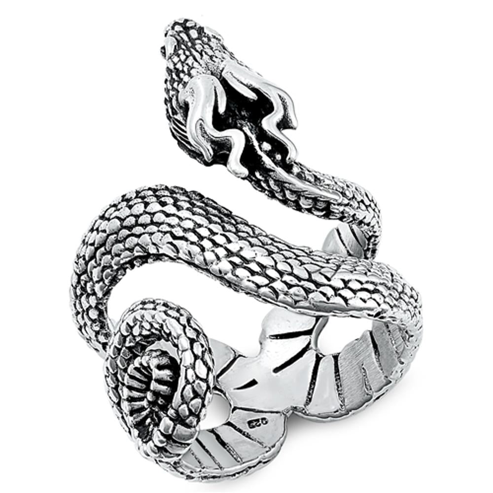 Sterling Silver Dragon Snake Ring