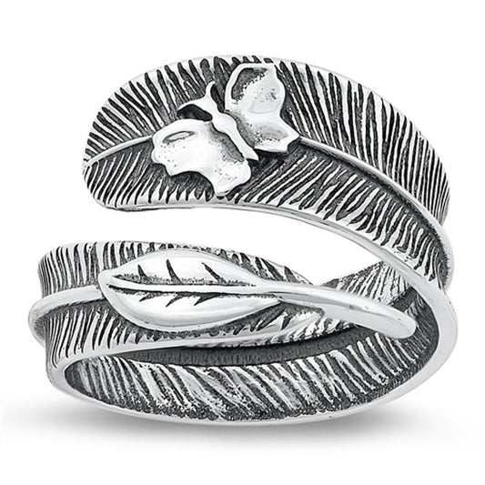 Sterling Silver Feather Spoon Ring