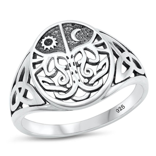 Sterling Silver Celtic Sun & Moon Ring