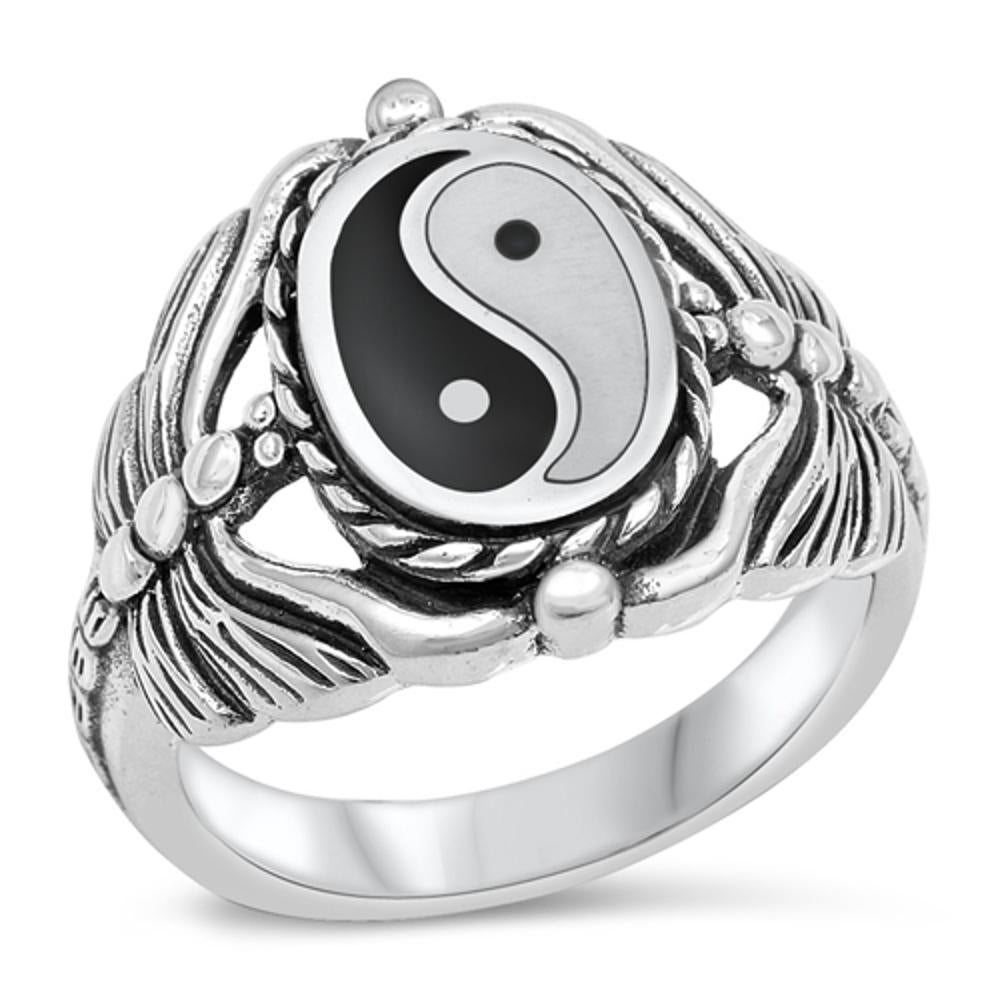 Sterling Silver Black Onyx Yin Yang Ring