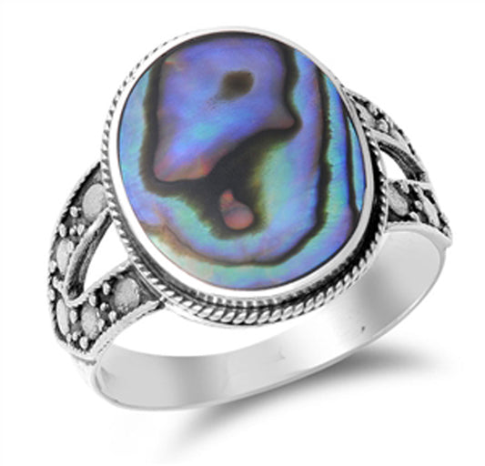 Women's Bali Abalone Cute Fashion Ring New .925 Sterling Silver Band Sizes 6-9