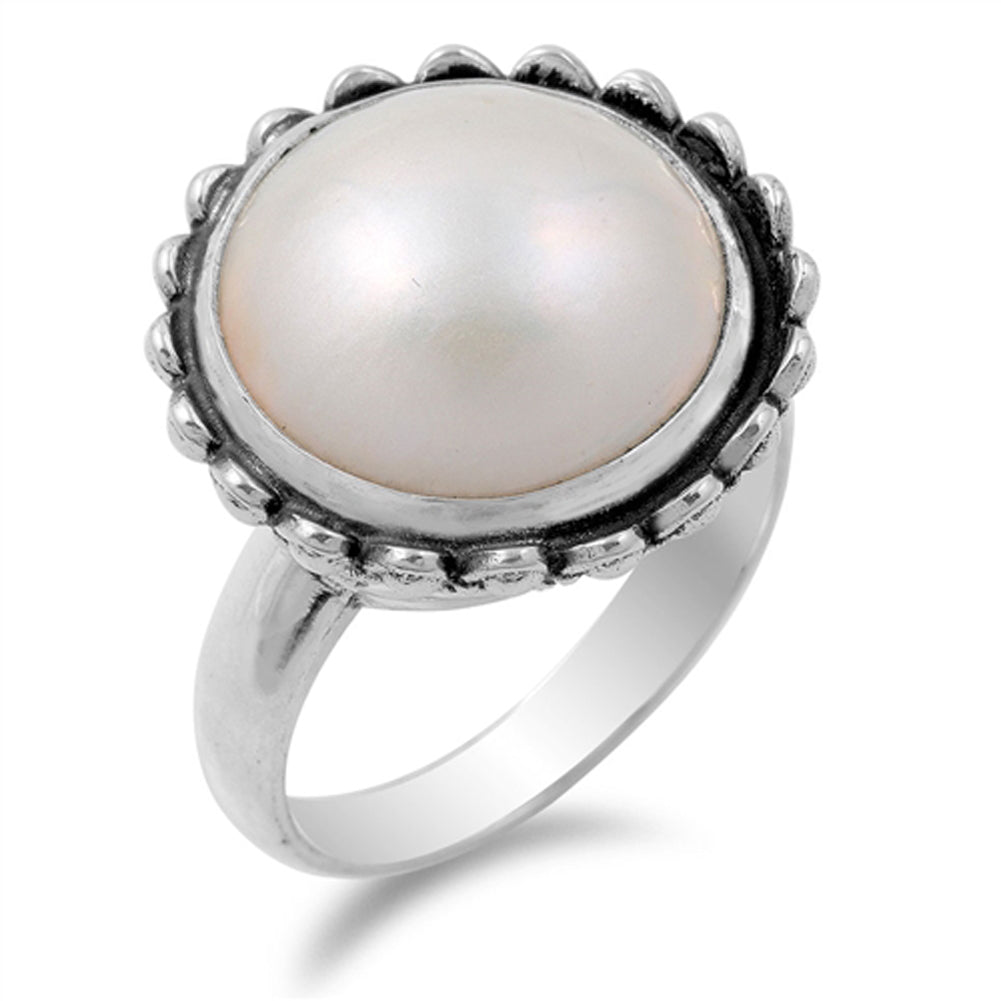 Freshwater Pearl Beautiful Flower Ring New .925 Sterling Silver Band Sizes 6-9