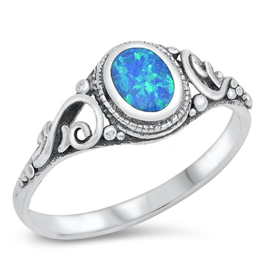 Celtic Blue Lab Opal Polished Ring New .925 Sterling Silver Band Sizes 4-10