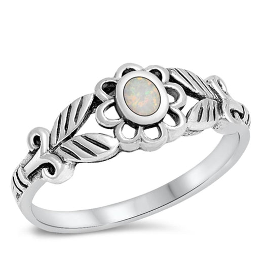 Flower White Lab Opal Wholesale Ring New .925 Sterling Silver Band Sizes 4-10