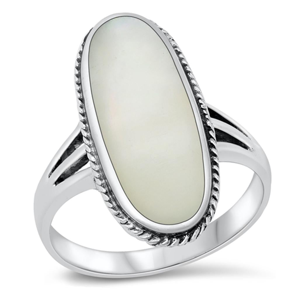 Large Oval Mother of Pearl Wholesale Ring .925 Sterling Silver Band Sizes 5-10