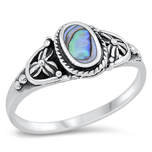 Bali Flower Boho Abalone Fashion Ring New .925 Sterling Silver Band Sizes 4-10