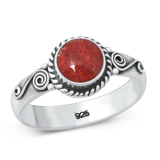 Sterling Silver Coral Ring