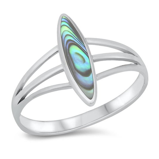 Marquise Abalone Fashion Ring New .925 Sterling Silver Band Sizes 5-12