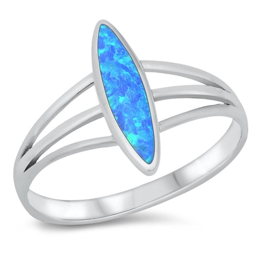 Marquise Blue Lab Opal Polished Ring New .925 Sterling Silver Band Sizes 5-12