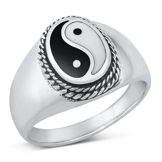 Sterling Silver Black Onyx Yin Yang Ring