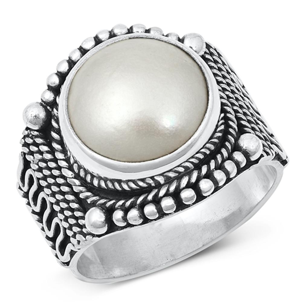 Freshwater Mabe Pearl Wholesale Ring New .925 Sterling Silver Band Sizes 6-9