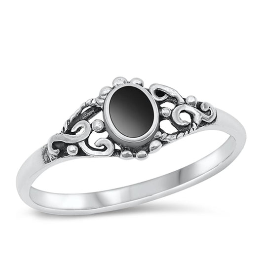 Sterling Silver Black Onyx Ornate Ring