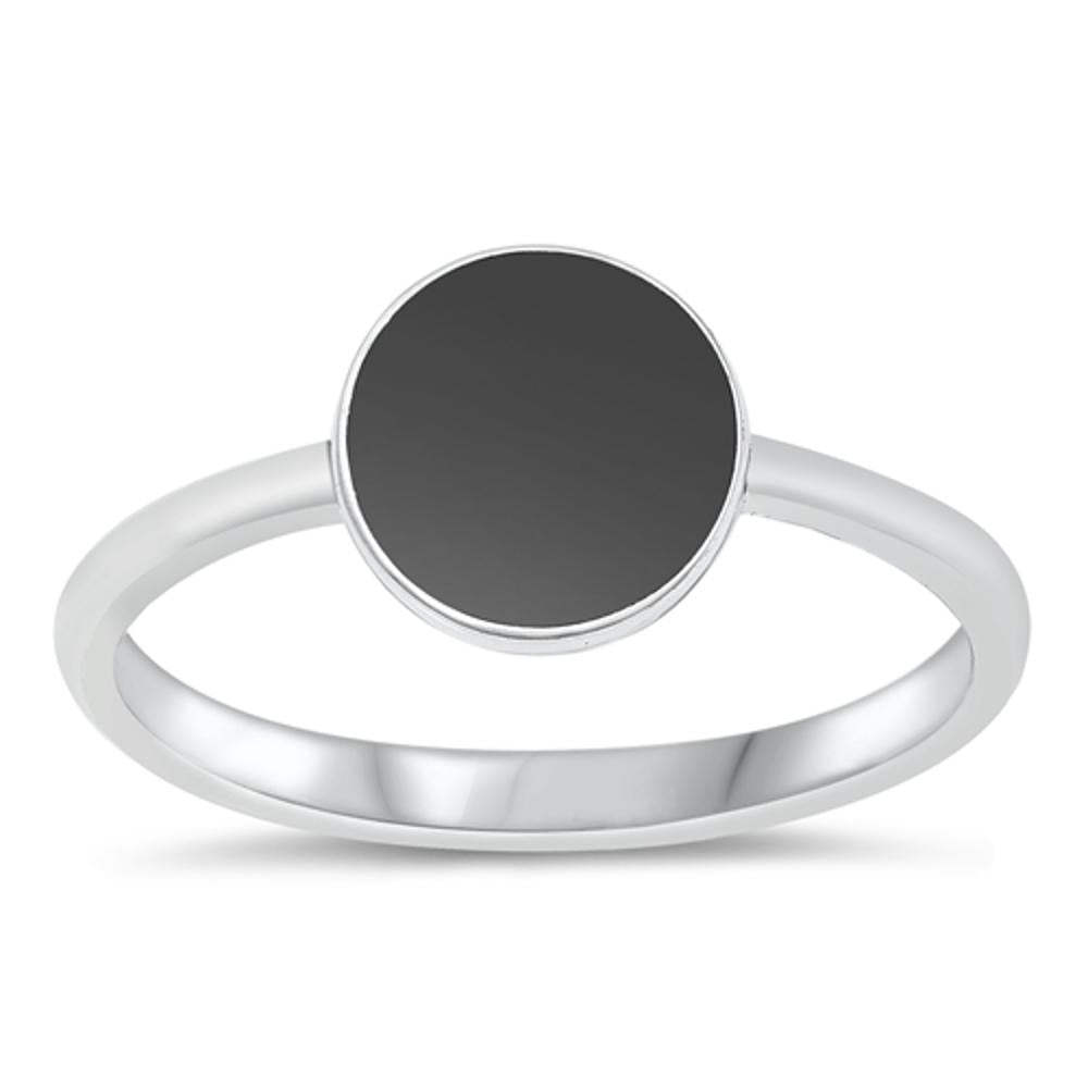 Circle Round Black Onyx Classic Ring New .925 Sterling Silver Band Sizes 4-10