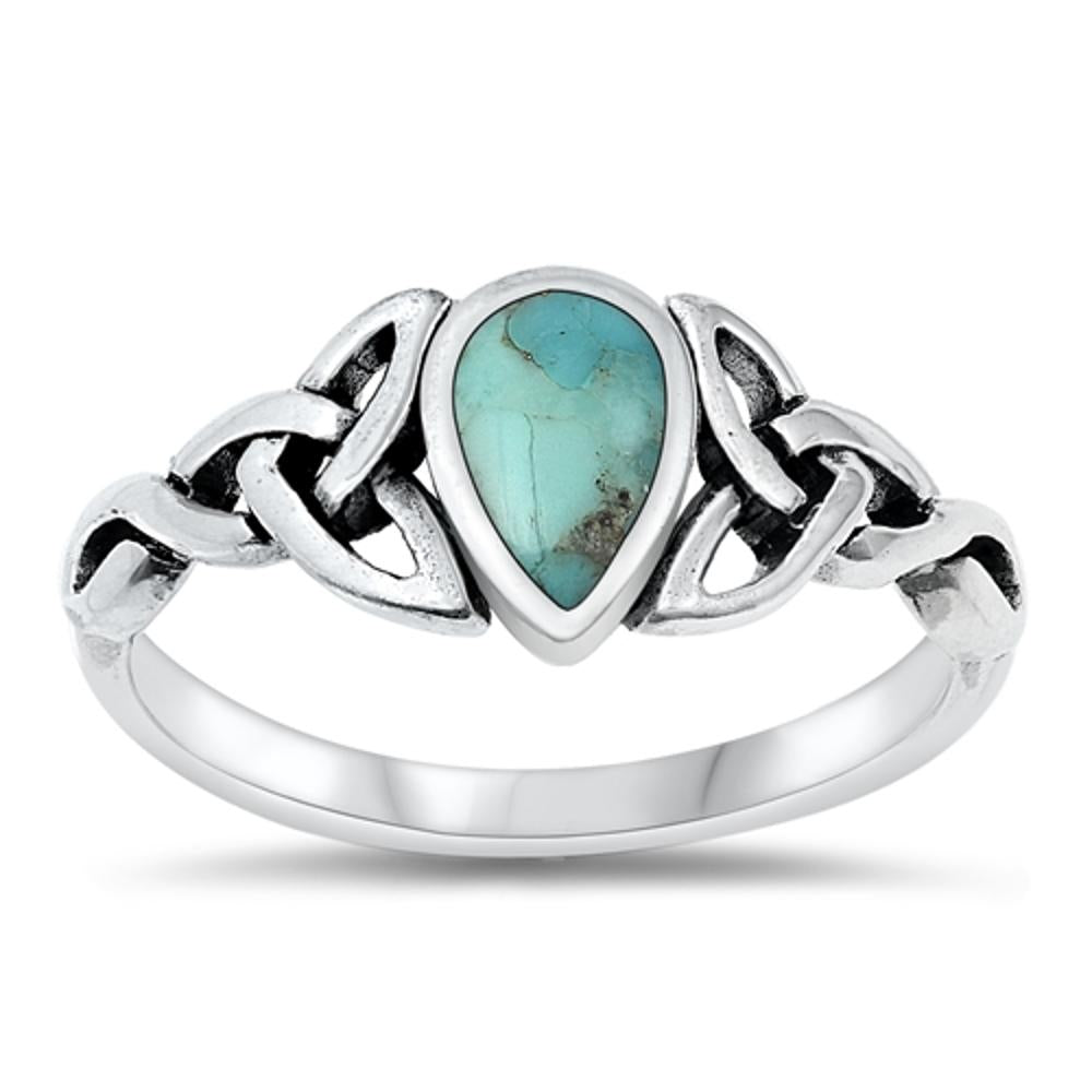 Sterling Silver Turquoise Celtic Ring