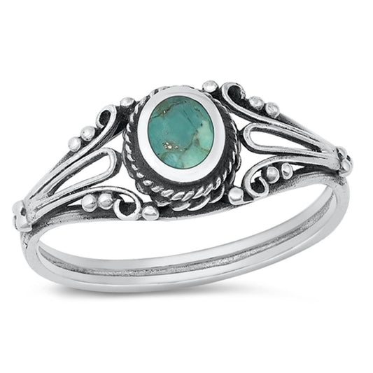 Sterling Silver Turquoise Bali Ring