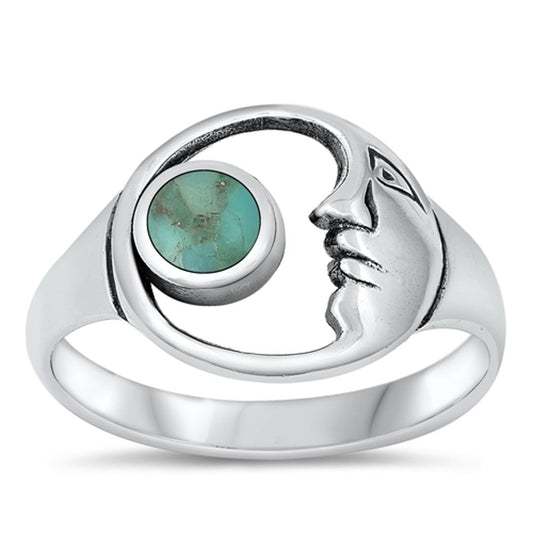 Sterling Silver Turquoise Moon Ring