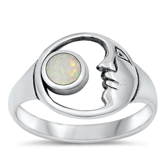 Sterling Silver White Lab Opal Ring