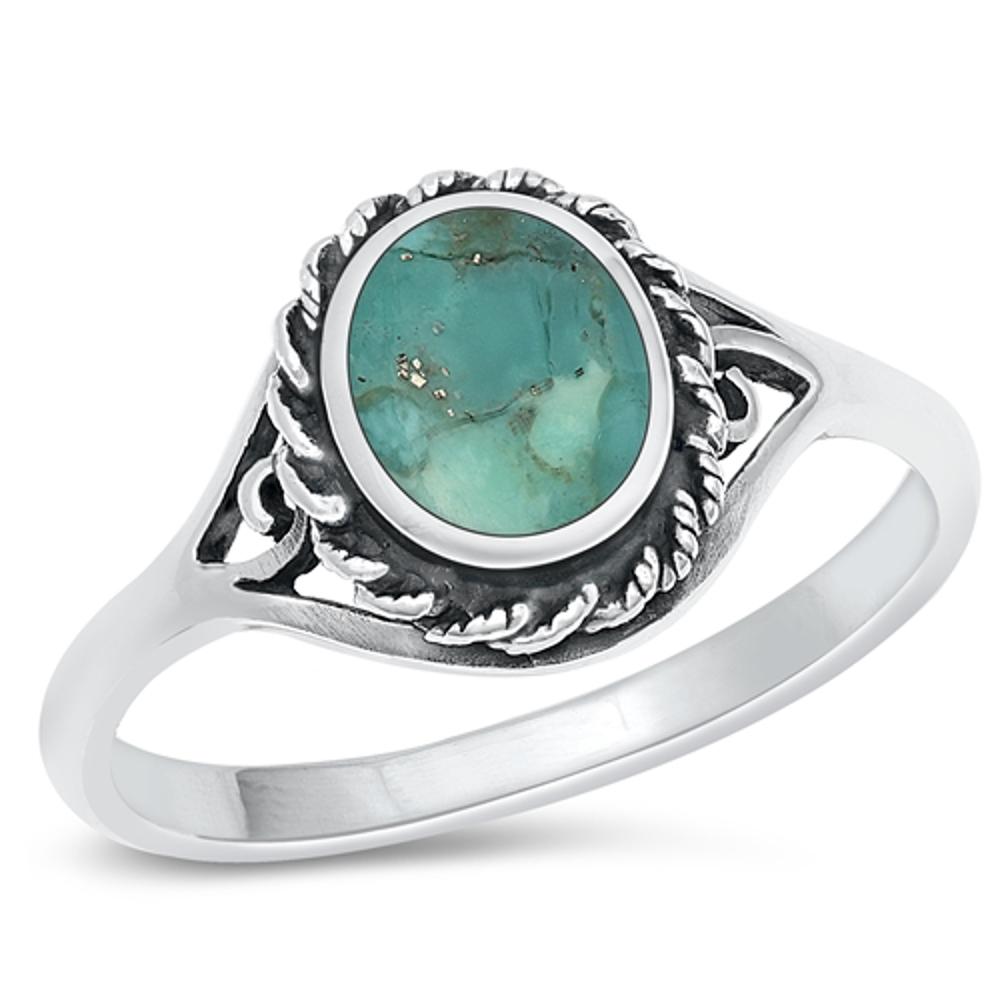 Sterling Silver Turquoise Bali Ring