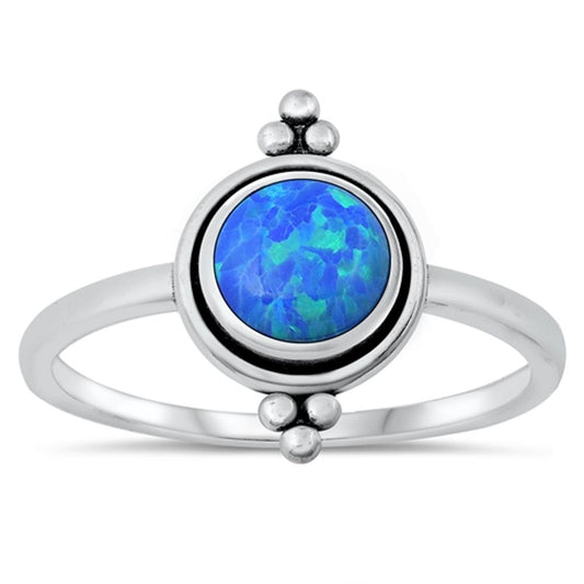 Sterling Silver Blue Lab Opal Ring