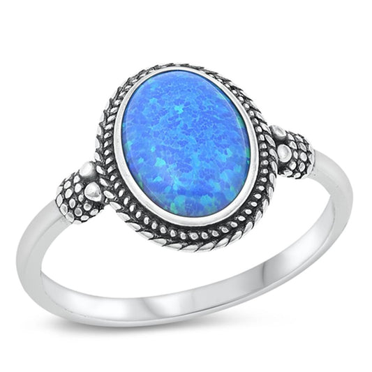 Sterling Silver Blue Lab Opal Ring