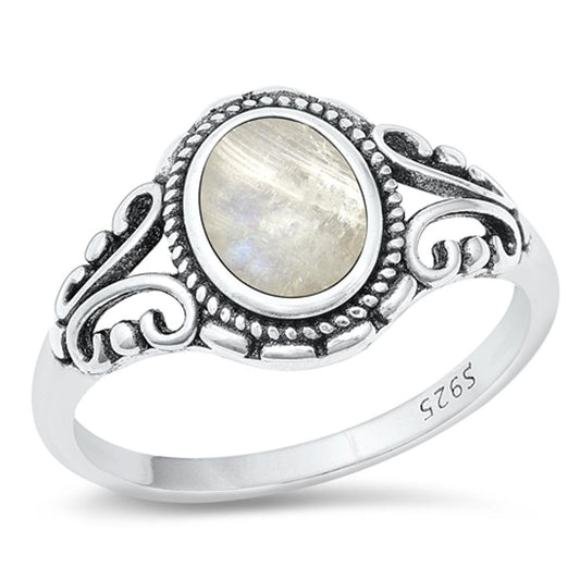 Sterling Silver Moonstone Bali Ring