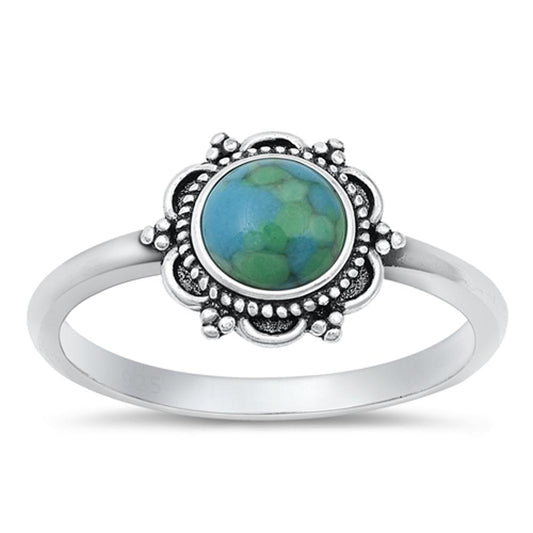 Sterling Silver Turquoise Bali Ring