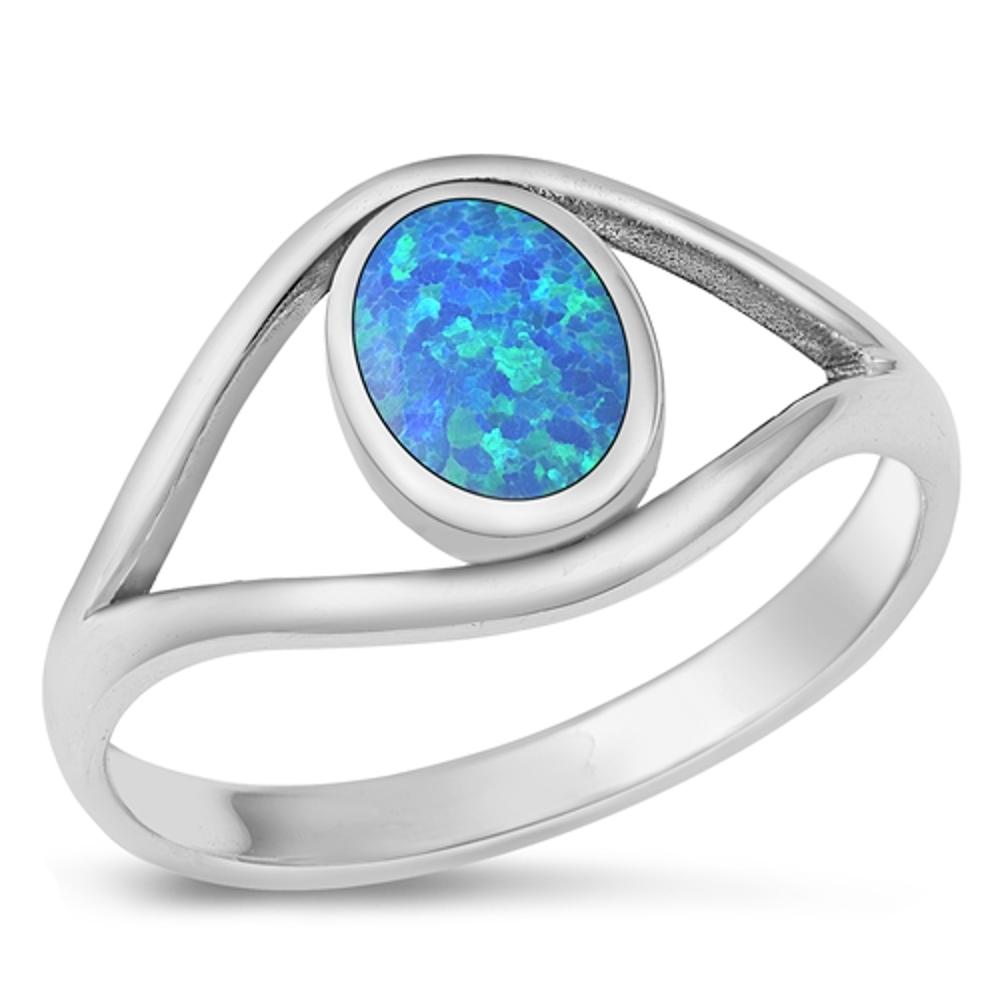 Sterling Silver Blue Lab Opal Fashion Ring