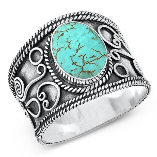 Sterling Silver Turquoise Bali Ring