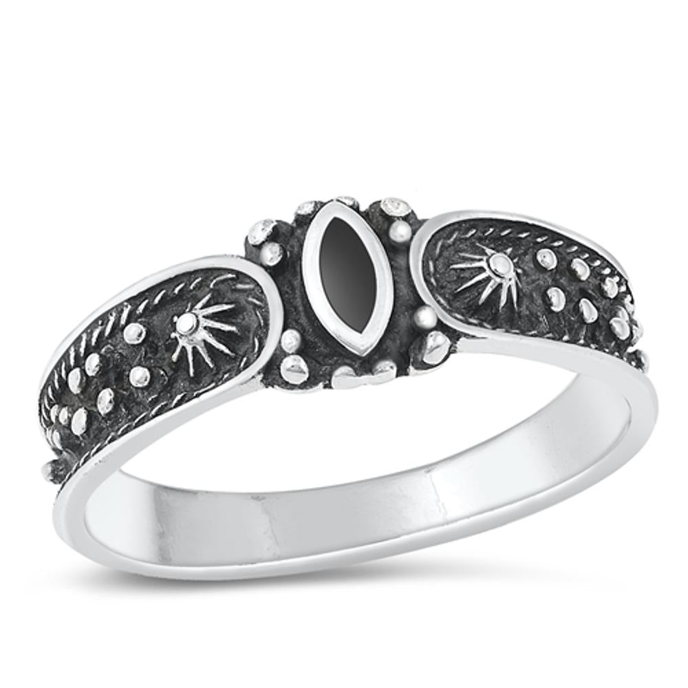 Sterling Silver Black Onyx Astrological Ring