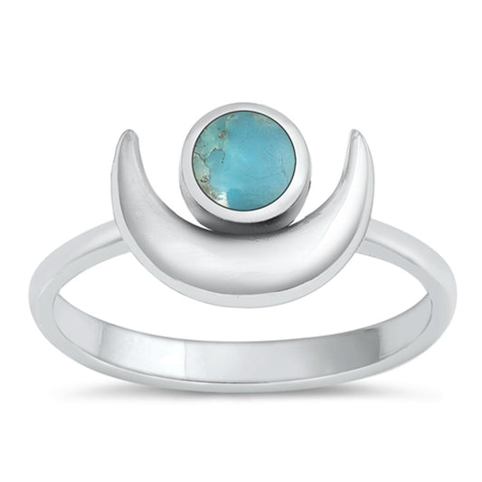 Sterling Silver Turquoise Moon Ring