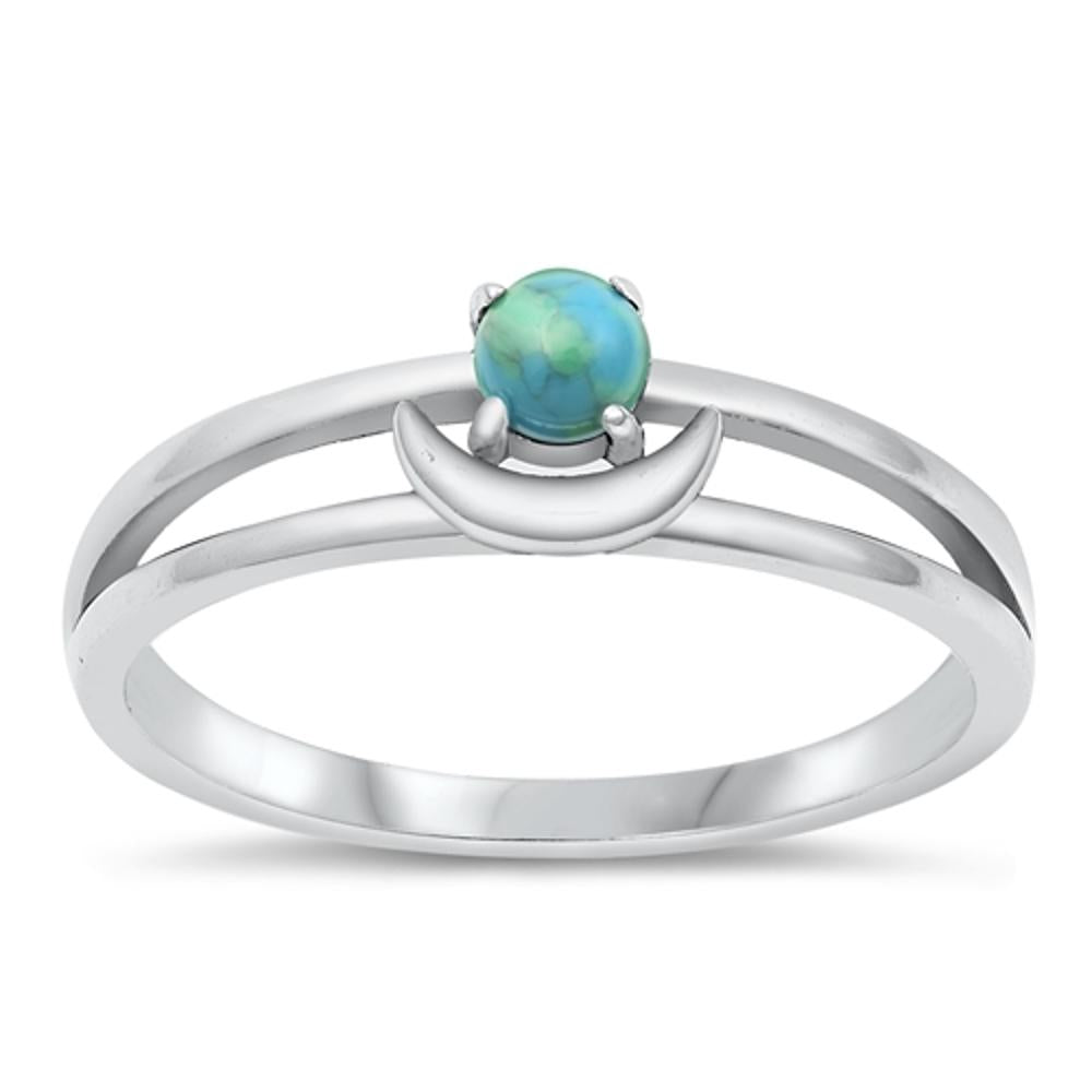 Sterling Silver Turquoise Crescent Moon Ring