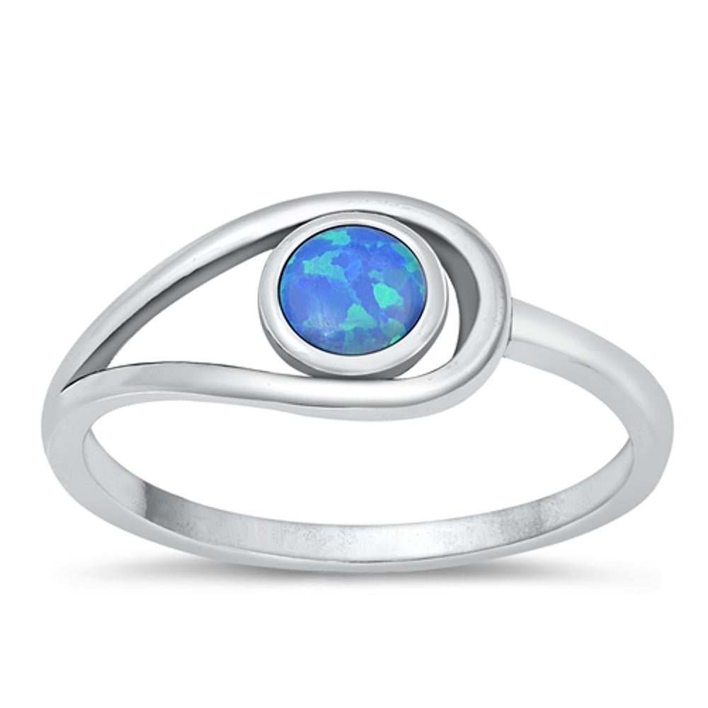 Sterling Silver Blue Lab Opal Ring