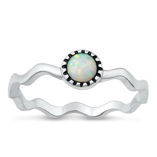 Sterling Silver White Lab Opal Ring