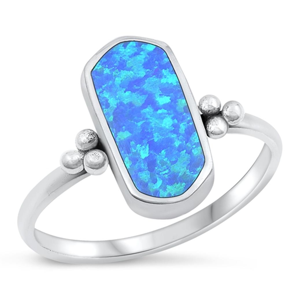 Sterling Silver Blue Lab Opal Ring