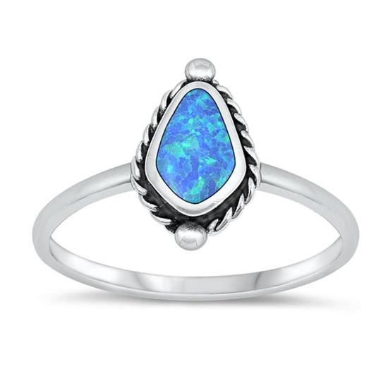 Sterling Silver Blue Lab Opal Ring