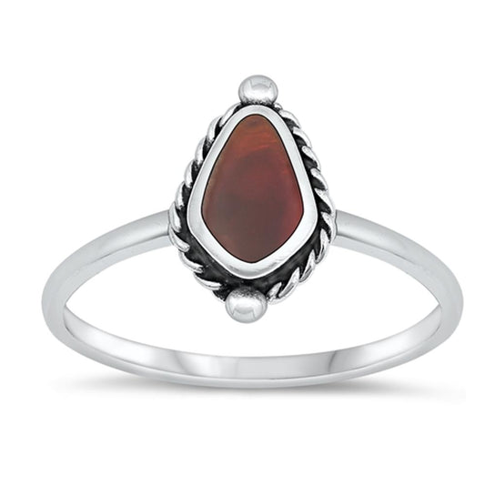 Sterling Silver Red Agate Bali Ring