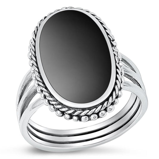 Sterling Silver Black Agate Cocktail Ring