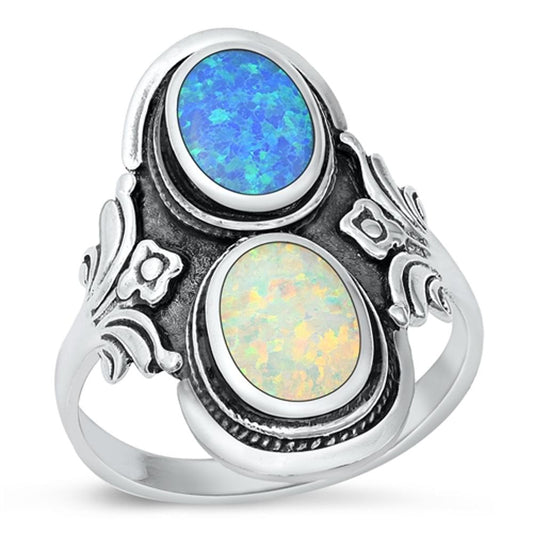 Sterling Silver Blue Lab Opal Cocktail Ring