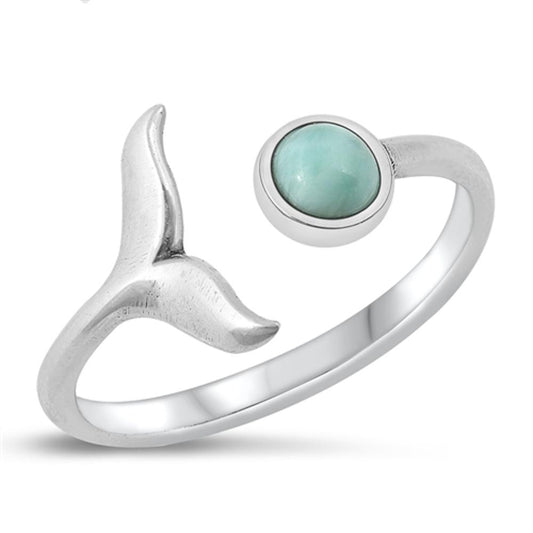 Sterling Silver Larimar Dolphin Ring