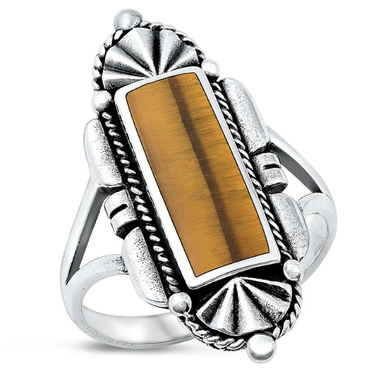 Sterling Silver Tiger Eye Bali Ring