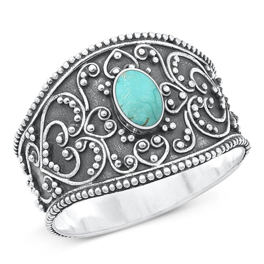 Sterling Silver Turquoise Bali Ring