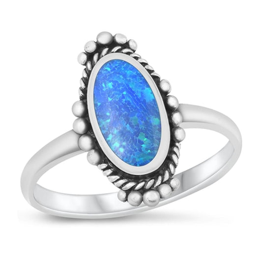 Sterling Silver Blue Lab Opal Ring