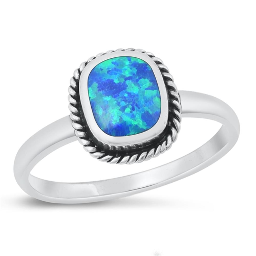 Sterling Silver Blue Lab Opal Ring