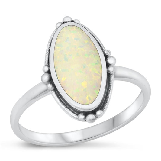 Sterling Silver White Lab Opal Ring