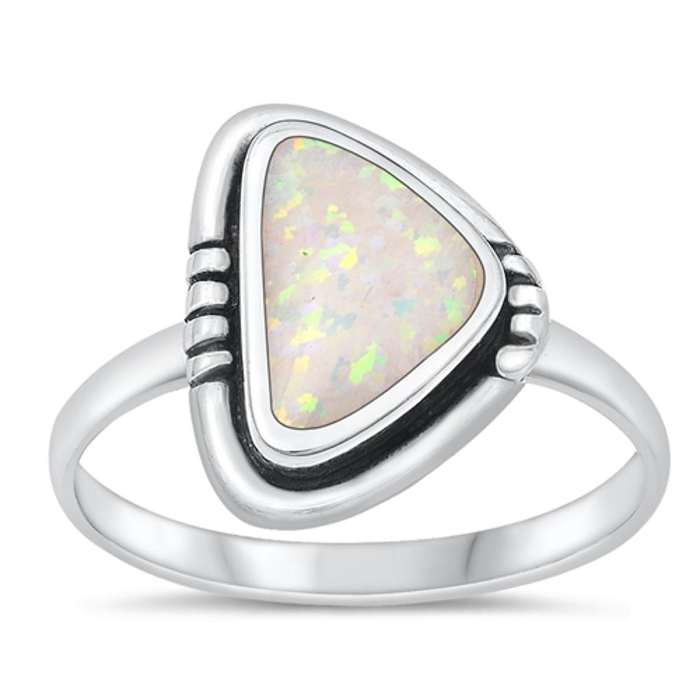 Sterling Silver White Lab Opal Ring