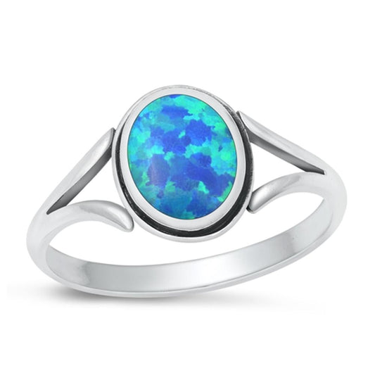 Sterling Silver Blue Lab Opal Ring