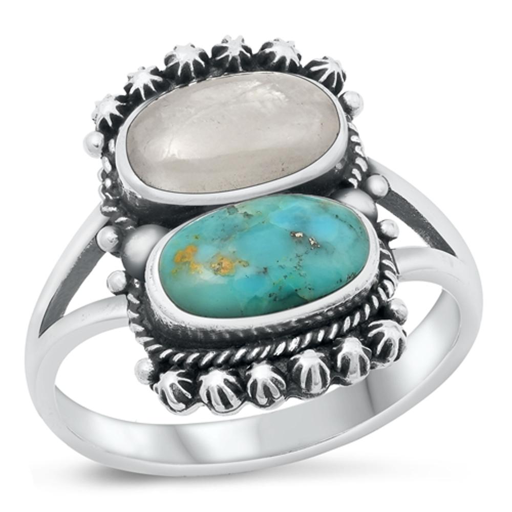 Sterling Silver Moonstone Bali Ring