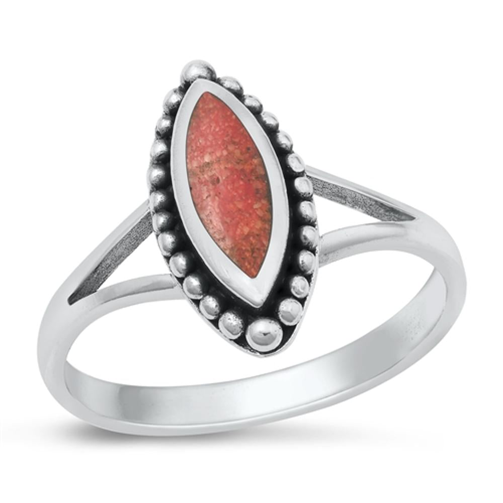 Sterling Silver Coral Bali Ring