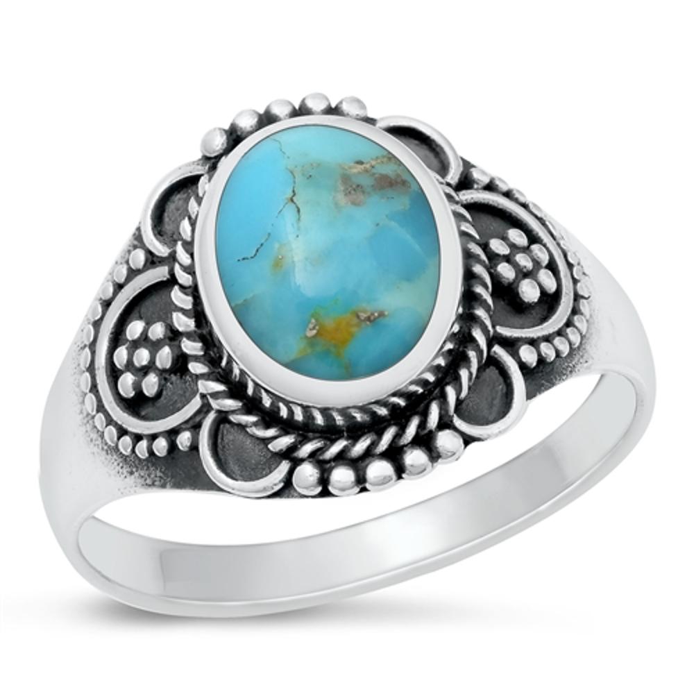 Sterling Silver Turquoise Bali Ring