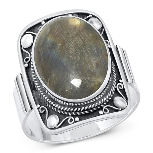 Sterling Silver Bali Labradorite Ring